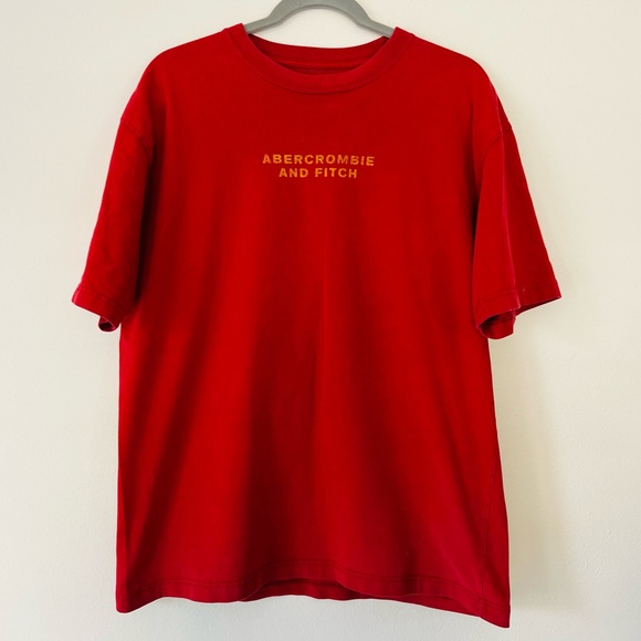 Vintage Abercrombie 100% heavy cotton t-shirt top red logo - Picture 6 of 11